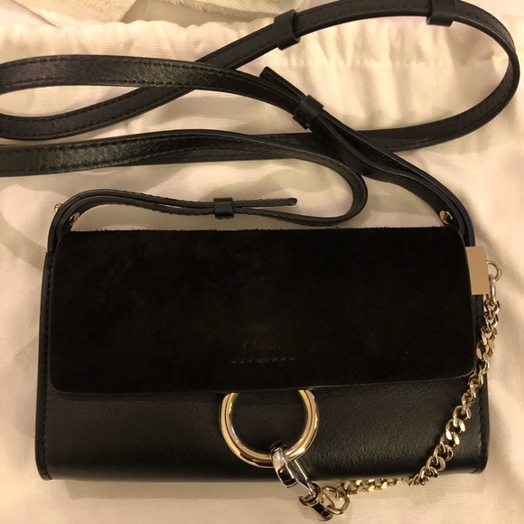 Chloe Faye Mini Black Leather Crossbody Bag - Picture 3 of 9